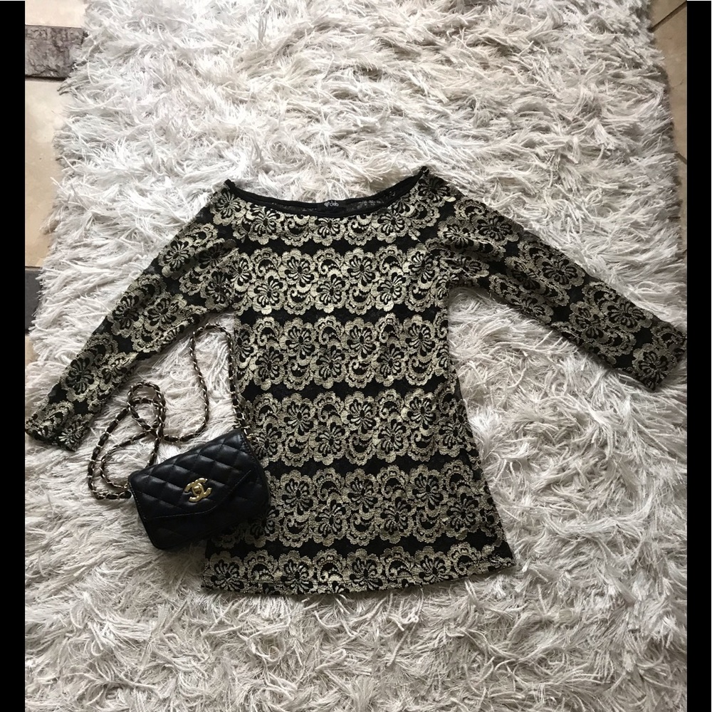 Deb gold & black lace top